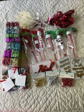 Assorted Holiday Decorative Picks and Accents - Red, Green, White